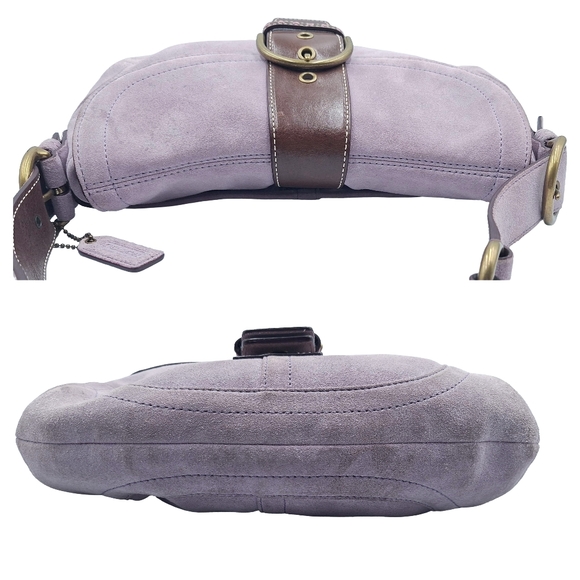 Vintage Y2K Coach Soho 9688 Demi Flap Lilac Suede Hobo Bag - Picture 7 of 13